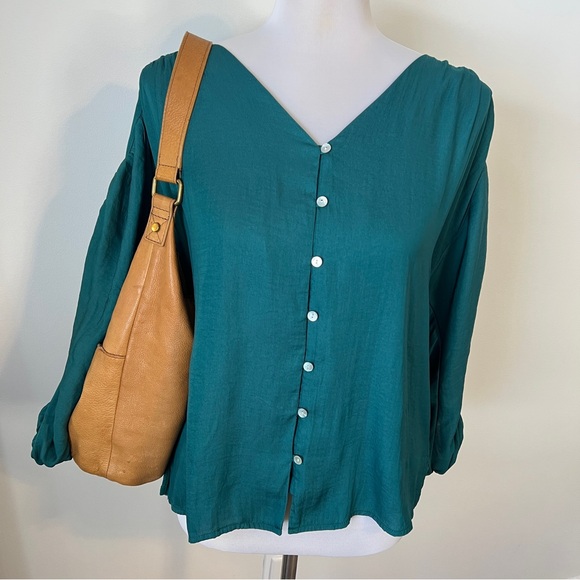 Anthropologie Tops - Dolan for Anthropologie emerald jewel tone Green Button Blouse S